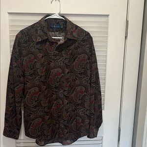 Ralph Lauren Men's Paisley Button Down Shirt - Black and Red
